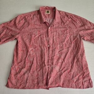 Mens Pussers West Indies Silk/Cotton Floral Shirt XXL Pink Salmon Color